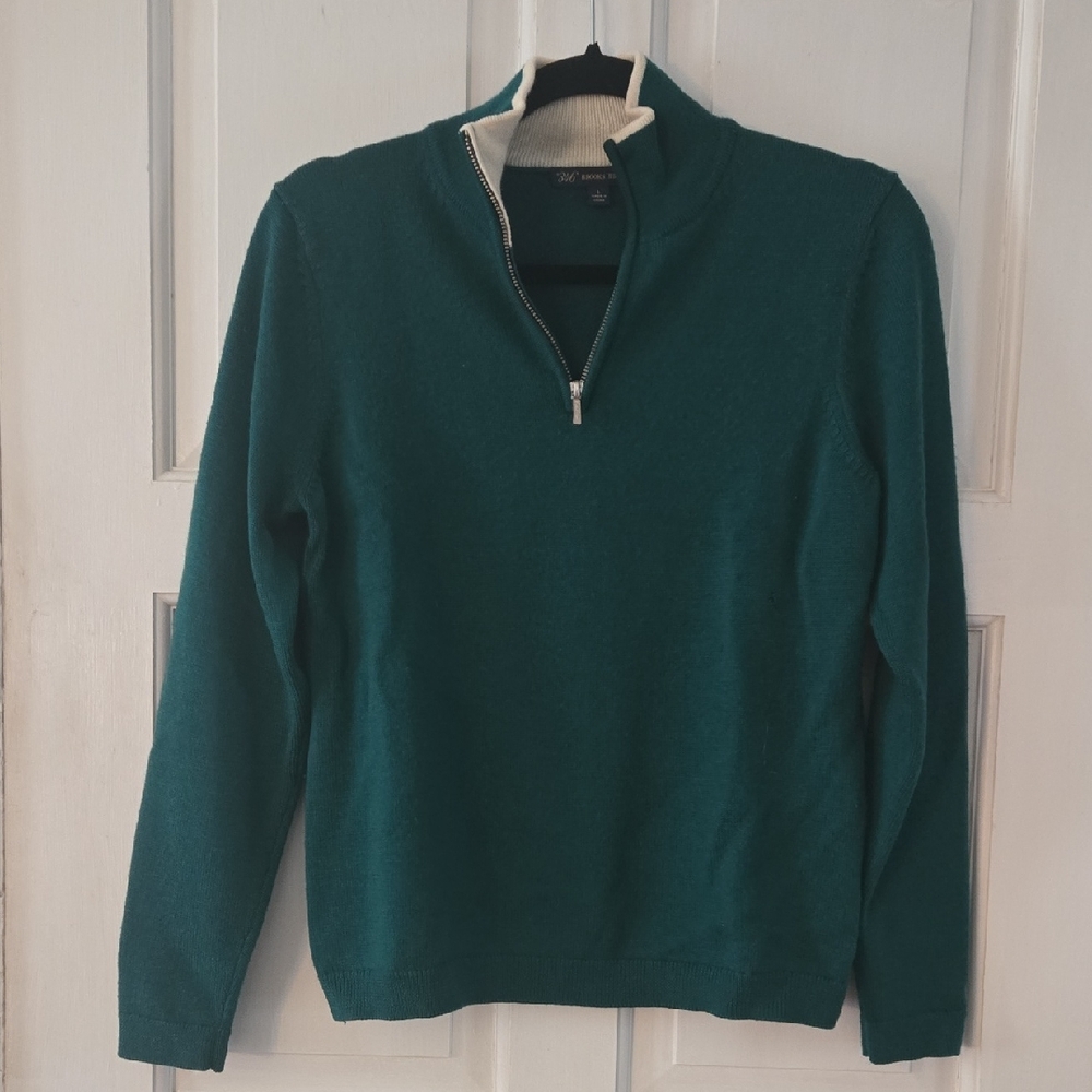 Brooks Brothers Green Zip-Up Sweater